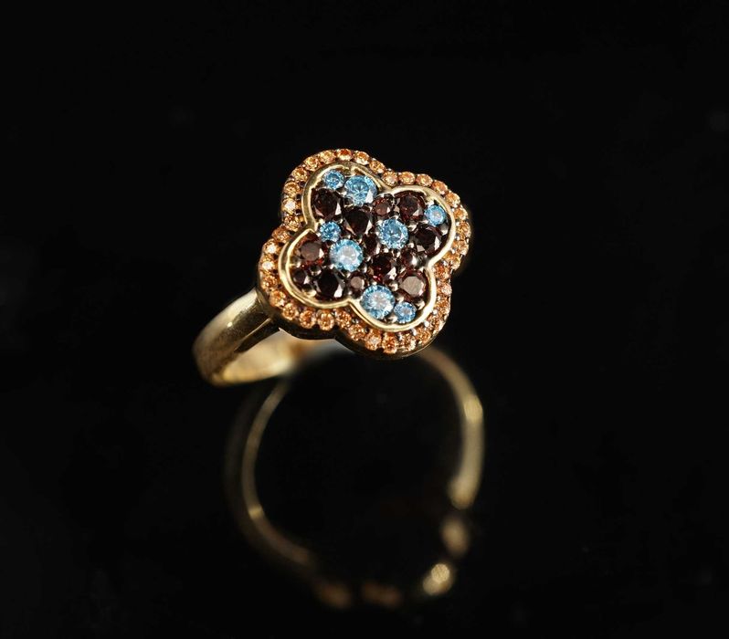 Złoto 500-Złoty pierścionek damski z koniczynką rozm 17