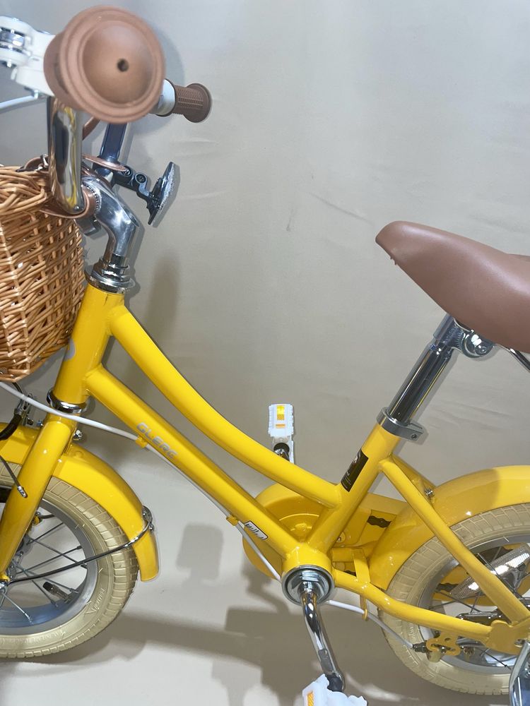Glerc piękny żółty rowerek dziecięcy w stylu vintage 12"