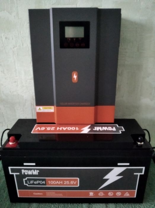 Комплект Гібридний інвертор PowMr 3.2kw 24v + LiFePo4 АКБ 25.6V 100Ah