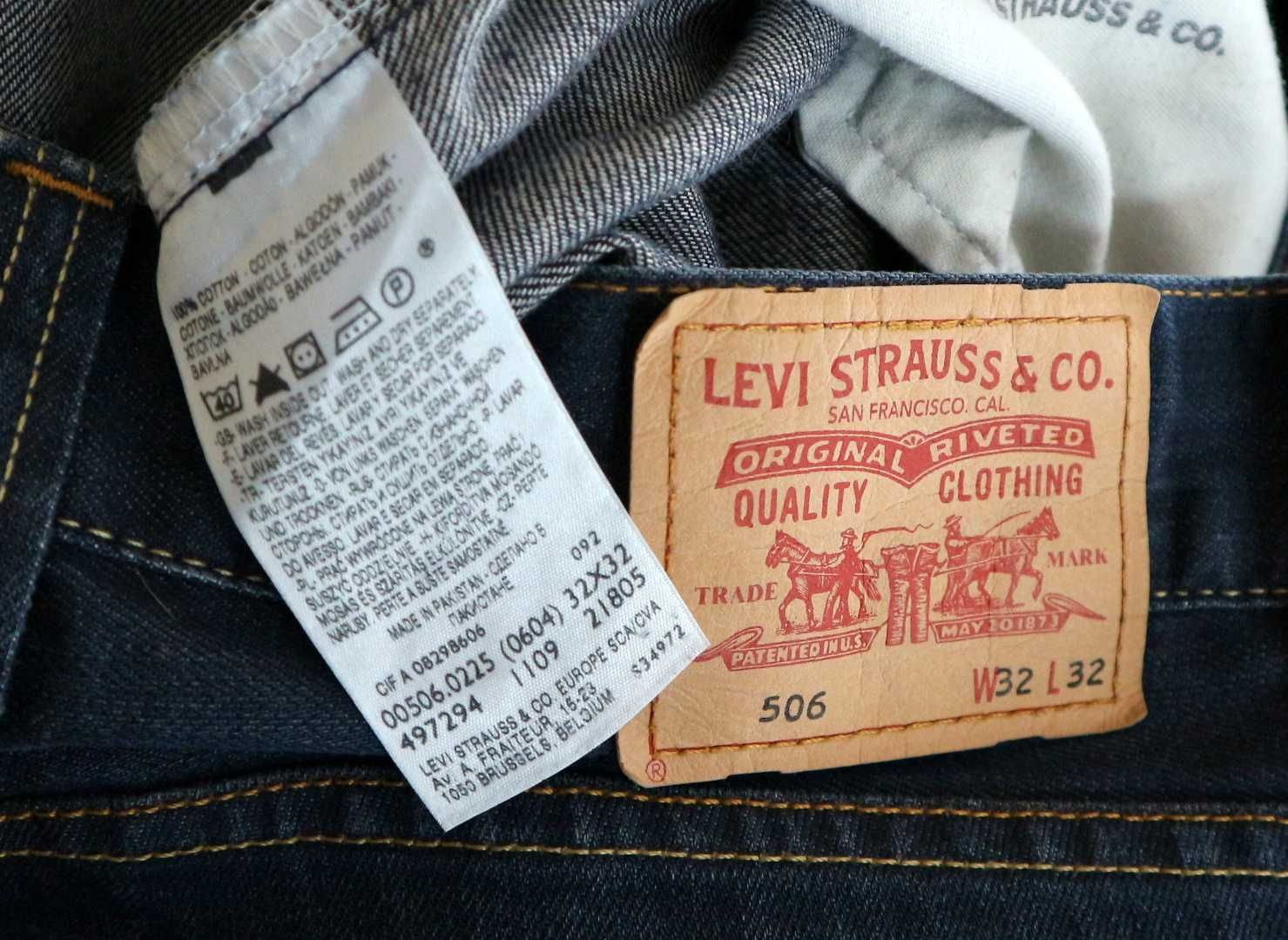 Levis 506 spodnie jeansy W32 L32 pas 2 x 42 cm