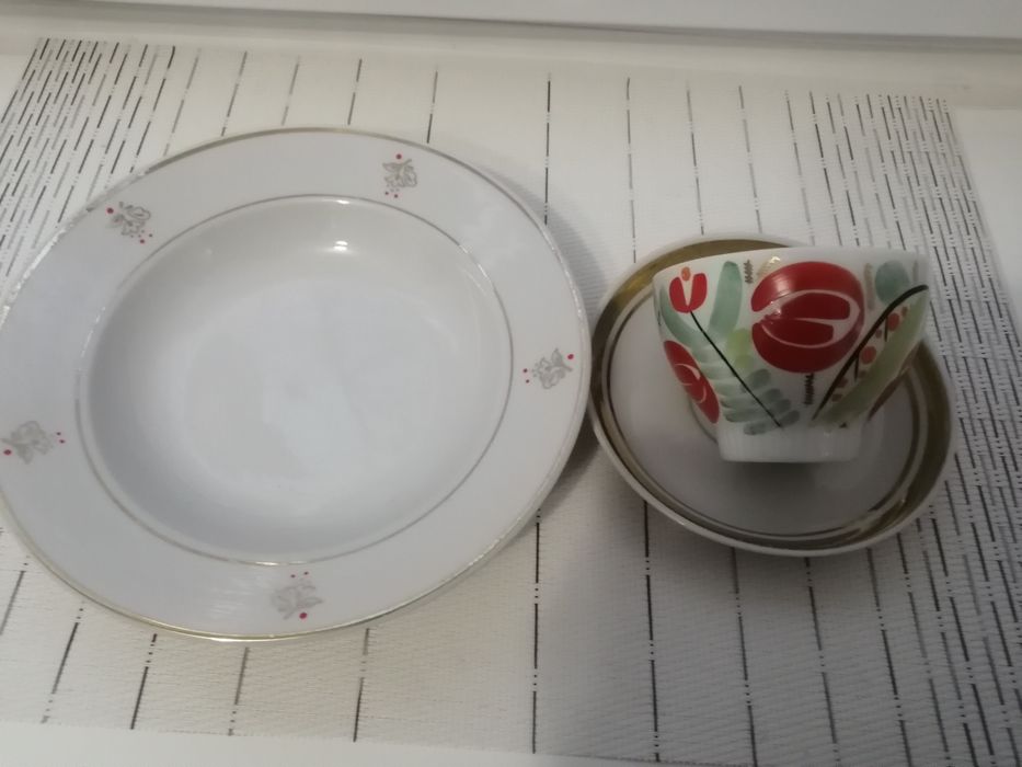 Фарфор/порцеляна. Чайна пара+тарілка. Сумський ФЗ.