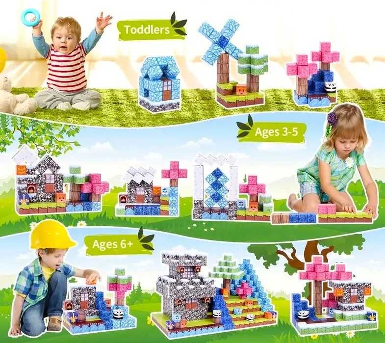 Конструктор магнітний кубики Майнкрафт 100 блоків Minecraft Замок