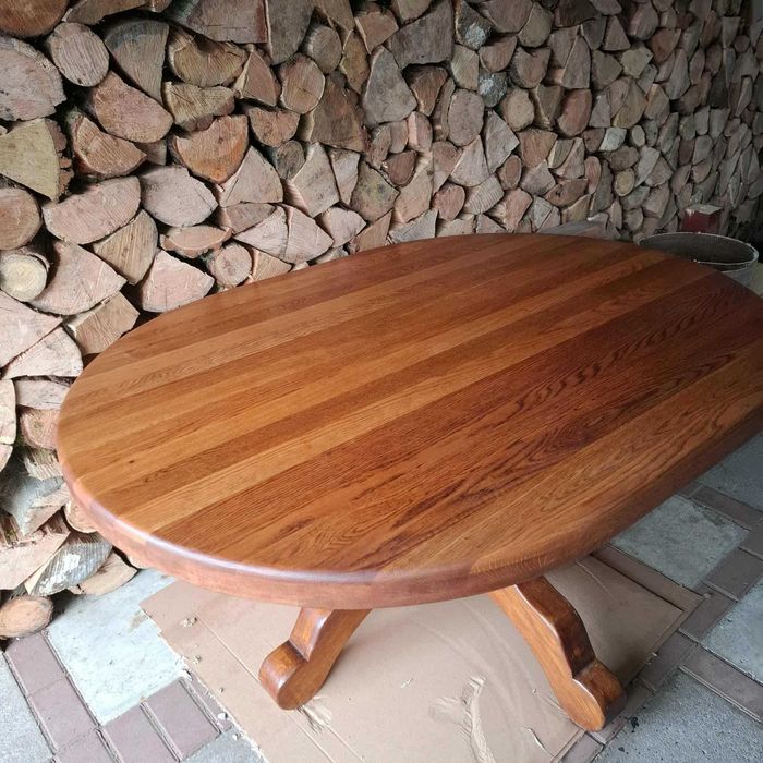 Stół dębowy 120 x 160 plus 6 krzeseł, zestaw