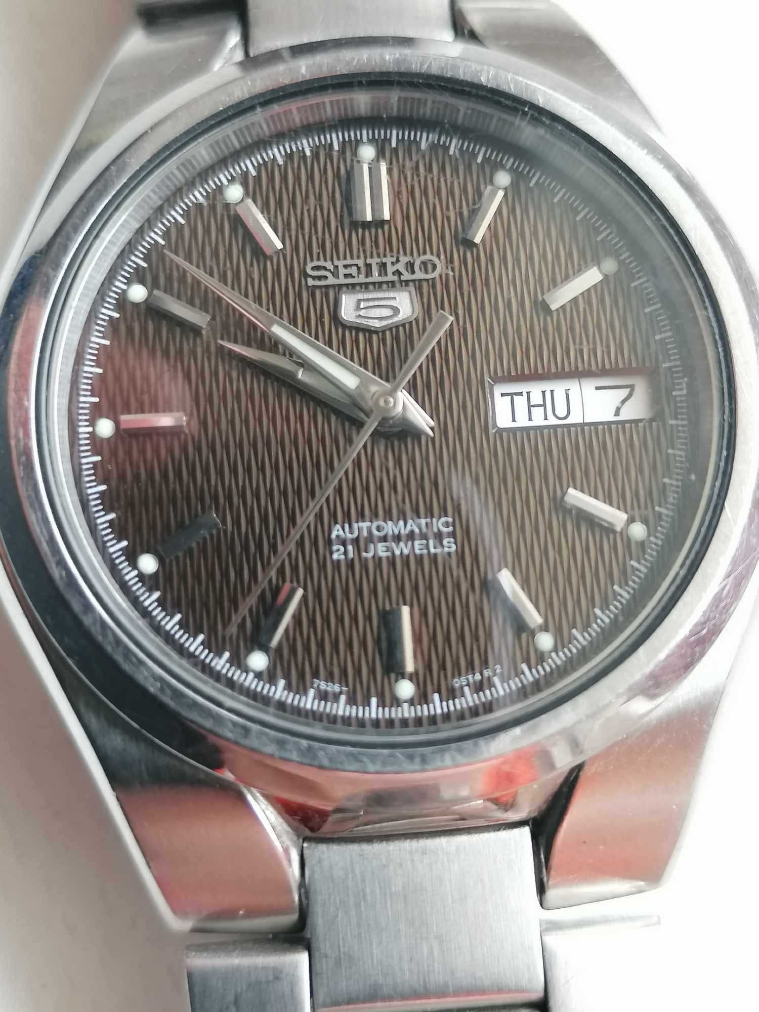 Brązowy zegarek Seiko 5 automatyczny mechaniczny Omega Bulova Orient