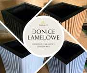 Nowoczesne donice domowe lamelowe, tarasowe, ogrodowe, izolowane