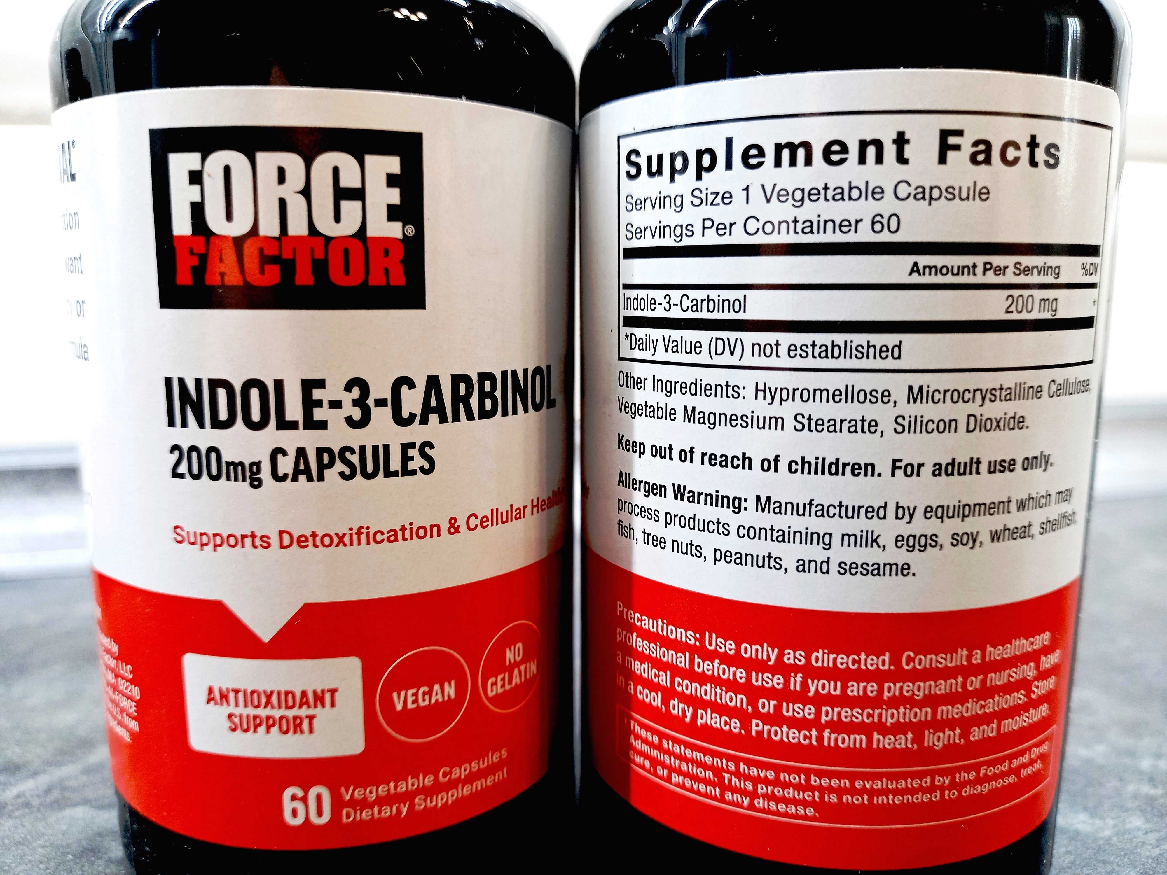 Force Factor, Indole-3-Carbinol 200 мг (60 капс.), индол-3-карбинол