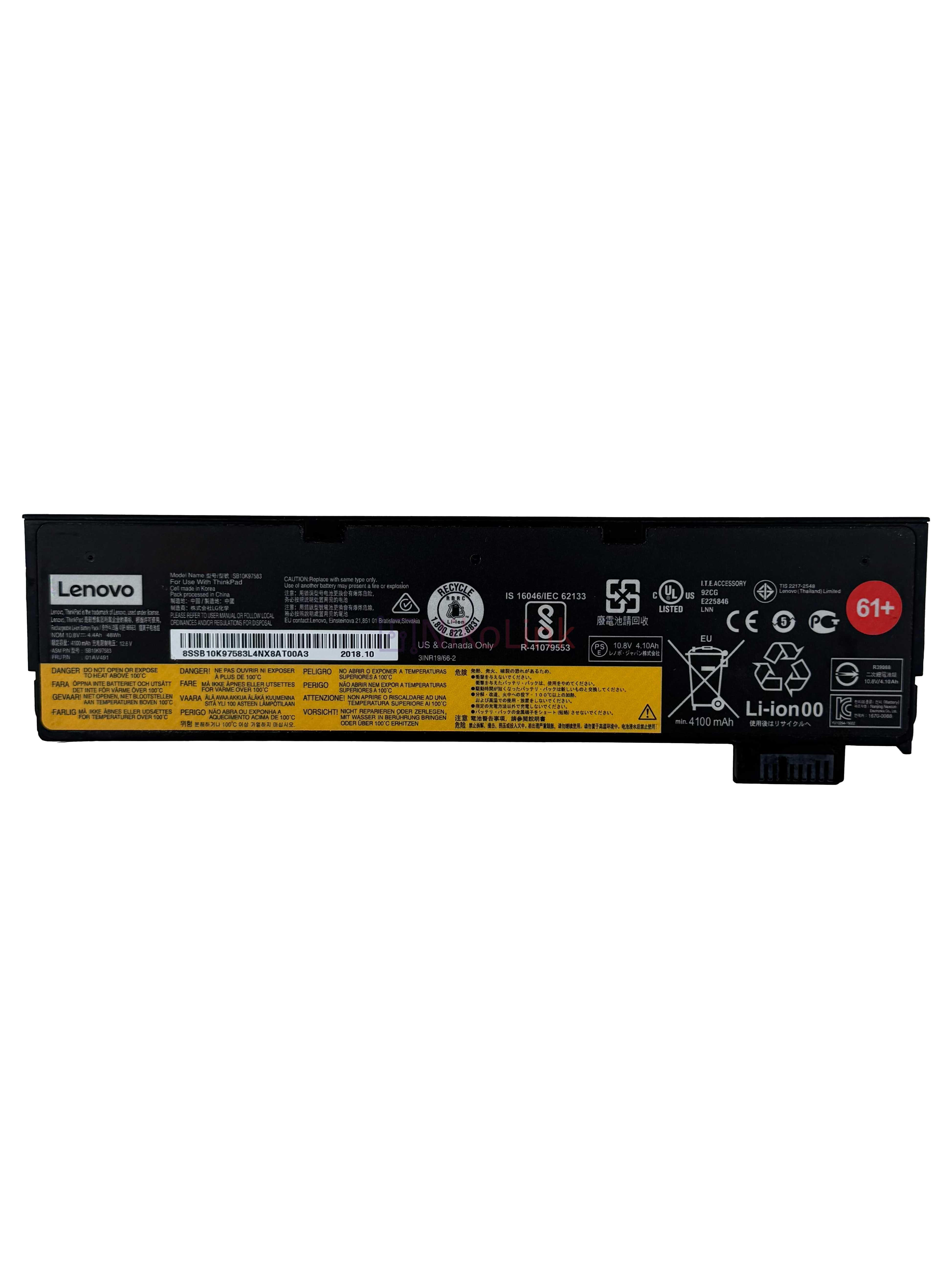 Ориг. Батарея для ноутбука Lenovo 61+ 48Wh T470 T570 T480 | Знос 0-50%