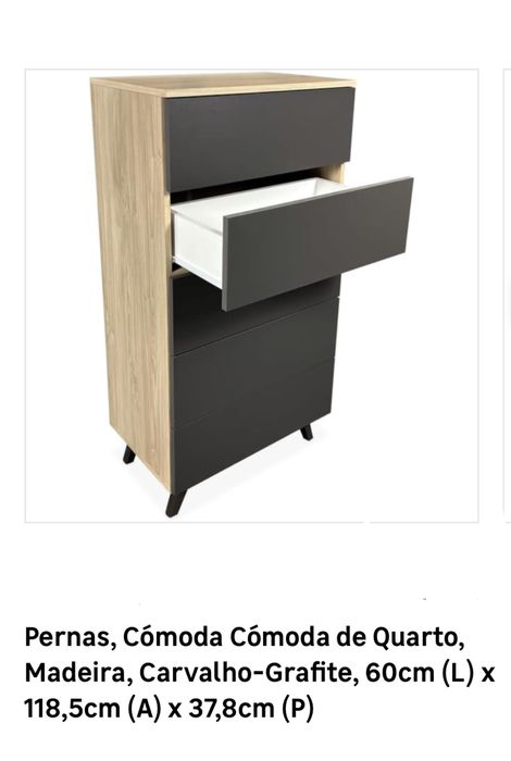 Cómoda em cor carvalho e Grafite