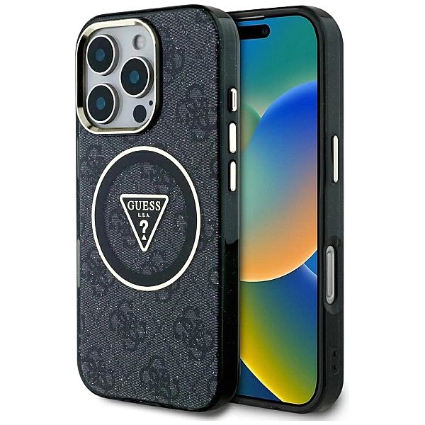 Etui Guess IML Metal Glitter 4G Circle Triangle MagSafe na iPhone 16 P