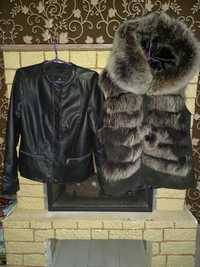 Меховая жилетка и кожаная куртка