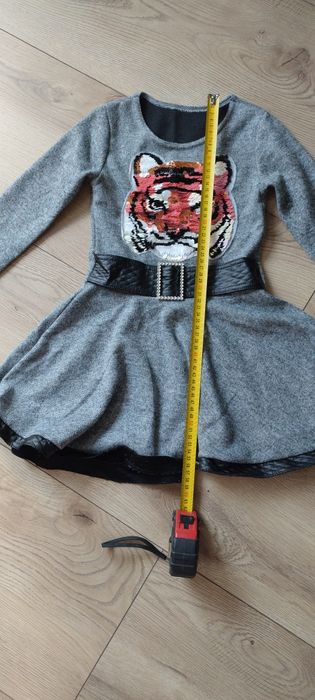 Sukienka, szara, długi rękaw