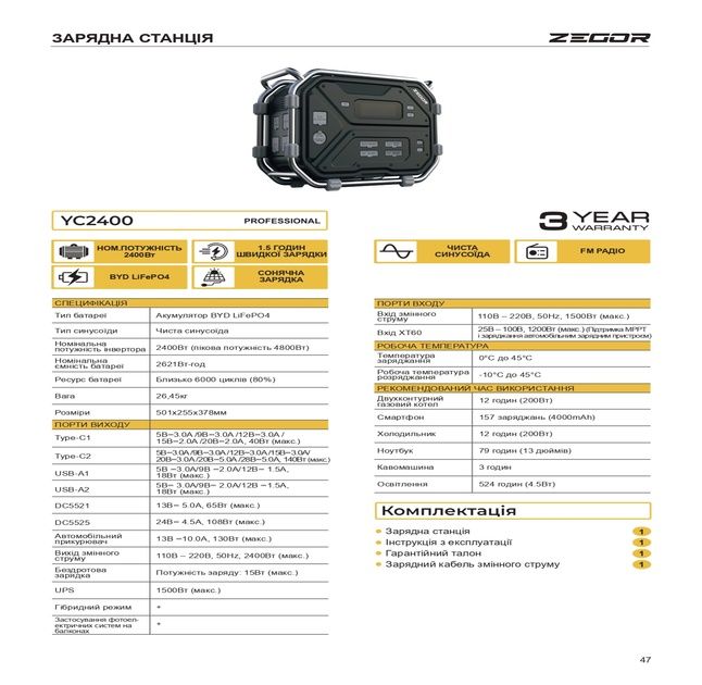 Є інші, ці закінчились Зарядна станція з акум. LifePO4 2600Вт