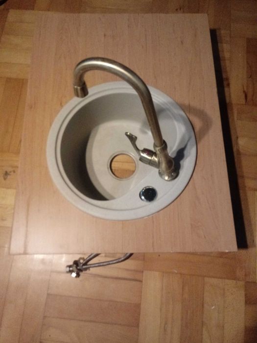 Zlewozmywak Okrągły Granit Piaskowy kamień + blat 80x60