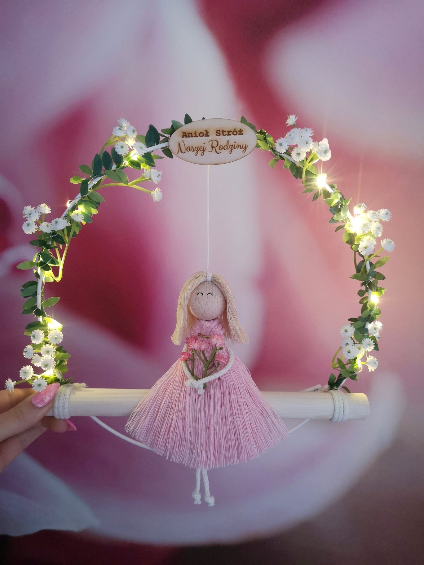 LED Podświetlany ANIOŁ Stróż personalizacja