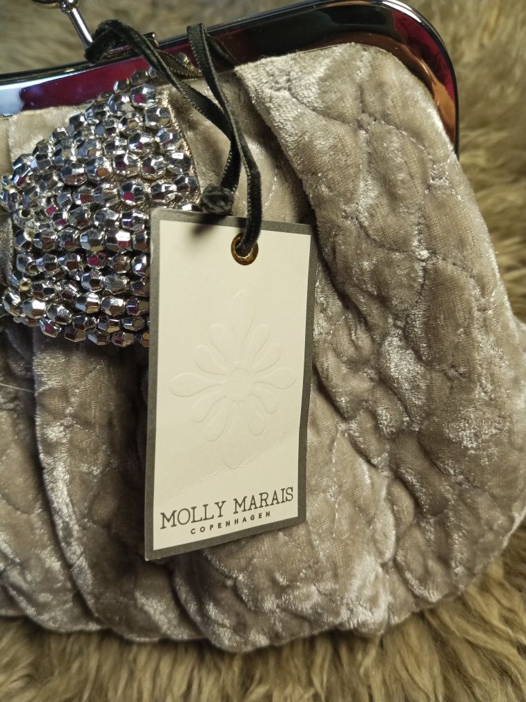 Molly marais ekskluzywna torebka kopertówka szara srebrna nowa cudo