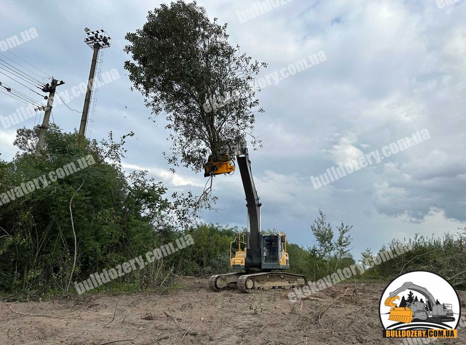 Розліснення, садів, чагарників екскаватором. Викорчовувач дерев ,пнів.
