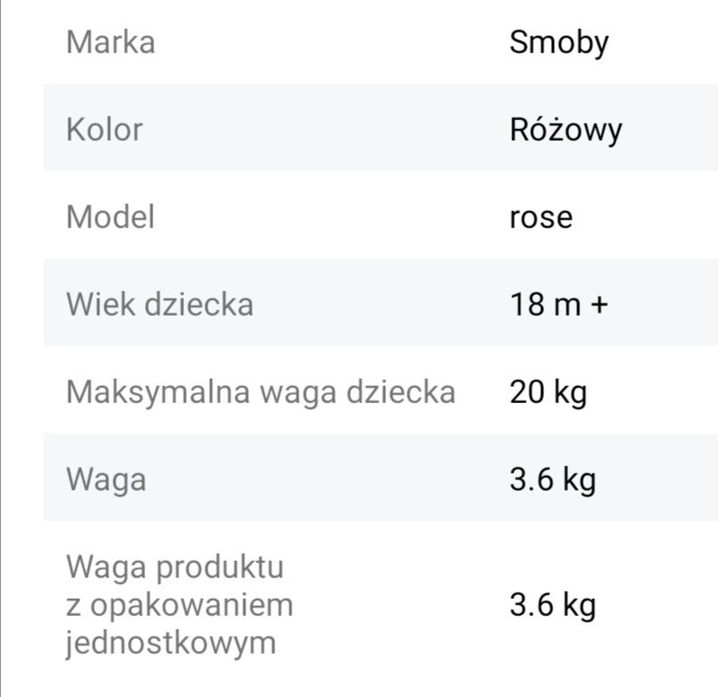 Rowerek trójkołowy, smoby, różowy