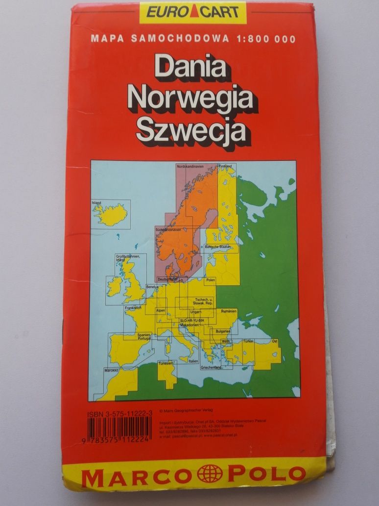 Mapa samochodowa Dania Norwegia Szwecja