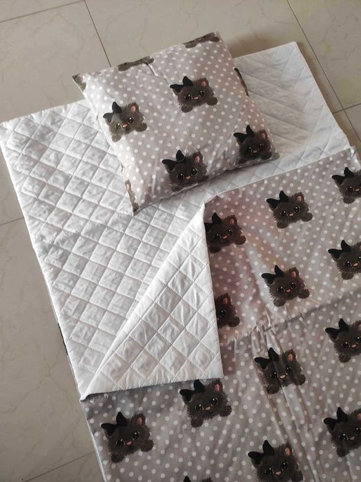 Nowa Pościel 80x200 do przedszkola leżakowanie Kot kropeczki