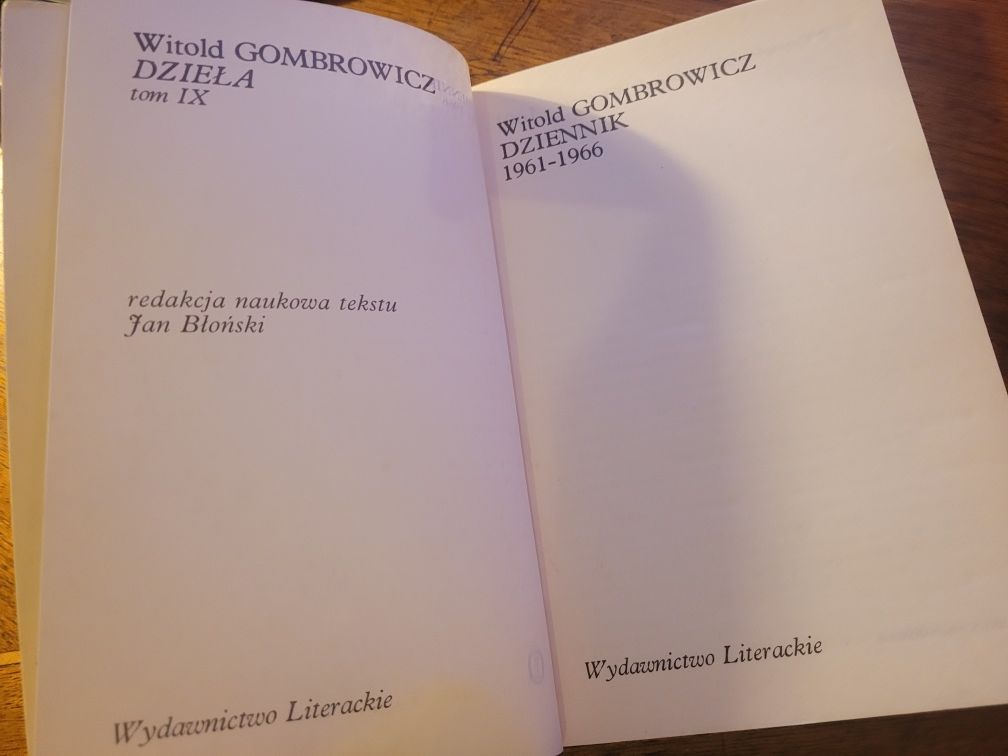 Witold Gombrowicz Dzienniki 1957/1966 Dzieła t.8 i 9 WL 1986
