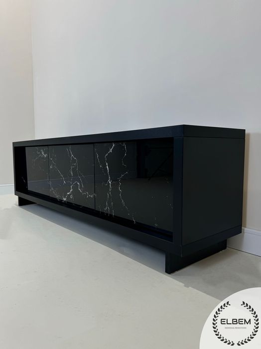 Szafka RTV czarna - marmurowe fronty