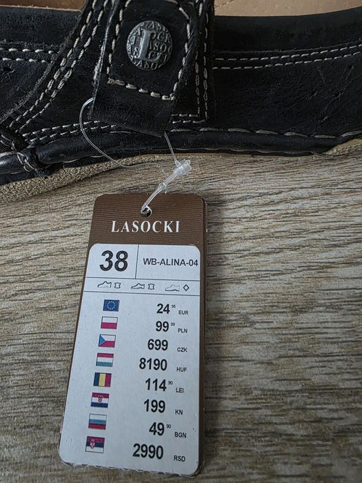 Lasocki półbuty buty baleriny  skóra naturalna r.38