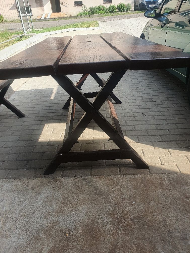 Ława i stół drewniany