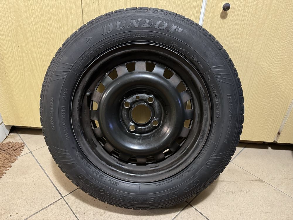 4x koła 14" 4x100 GM stalowe opona letnia Dunlop 185/65R14 2016/2011