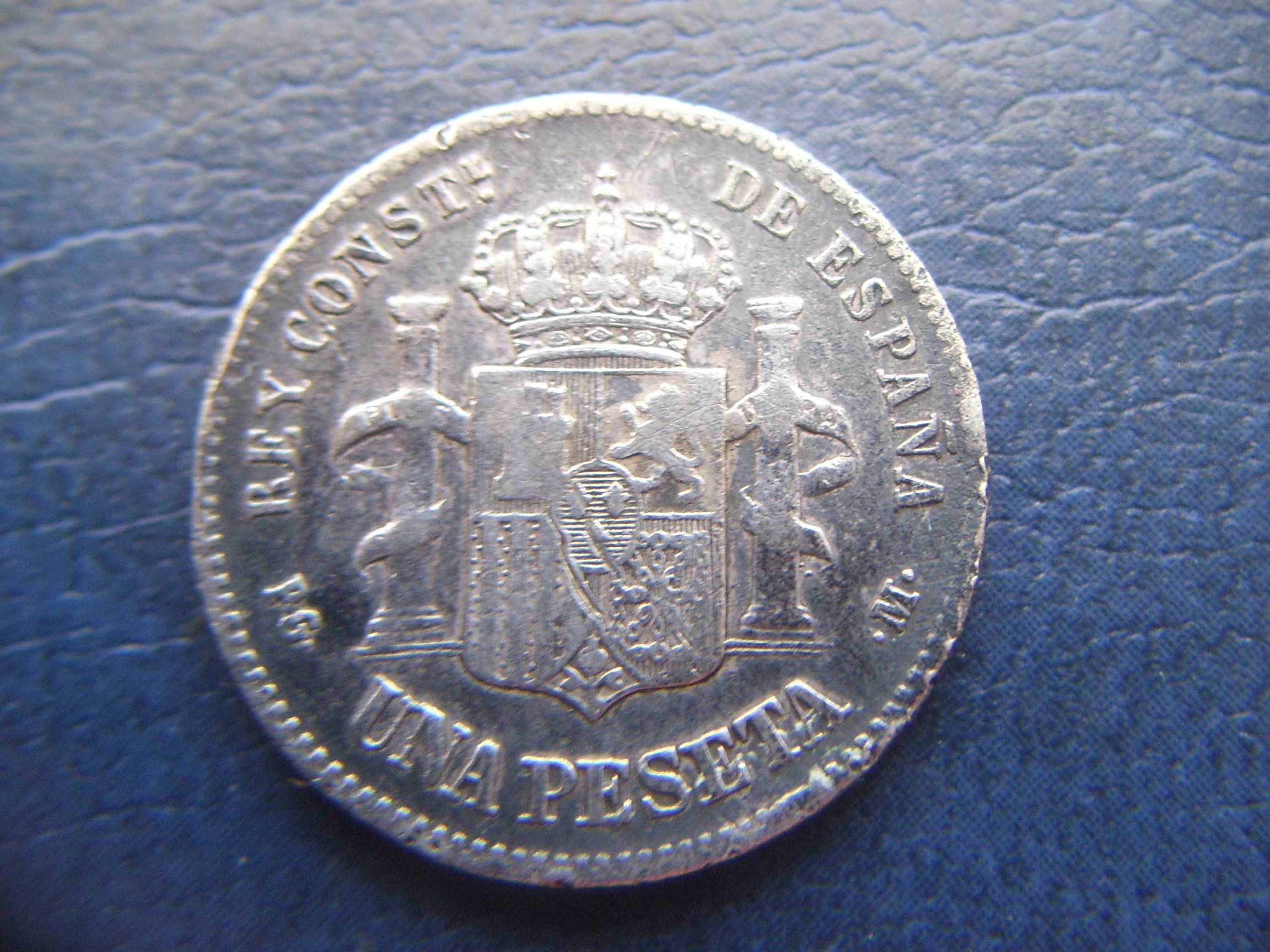 Stare monety 1 peseta 1891 Hiszpania srebro