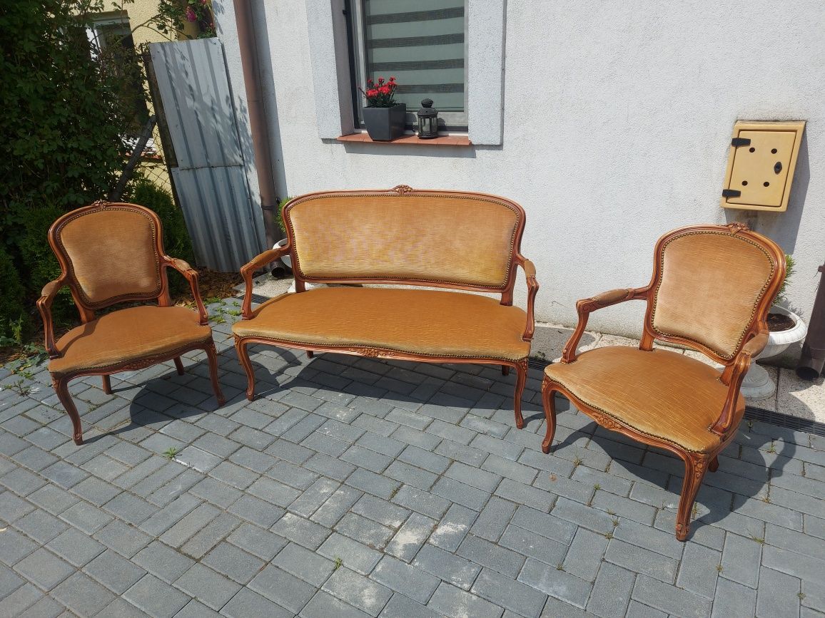 Zestaw sofa + 2 fotele Ludwikowskie