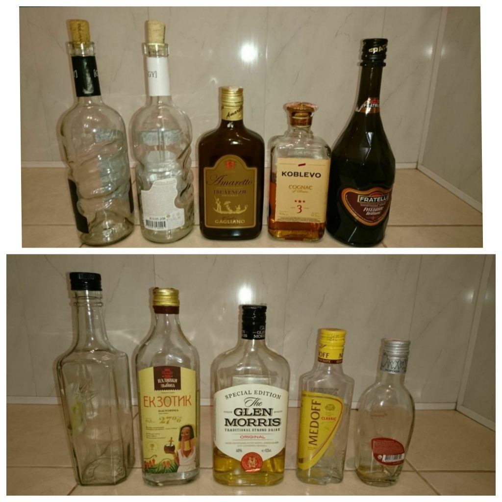 Пустые бутылки для декора
