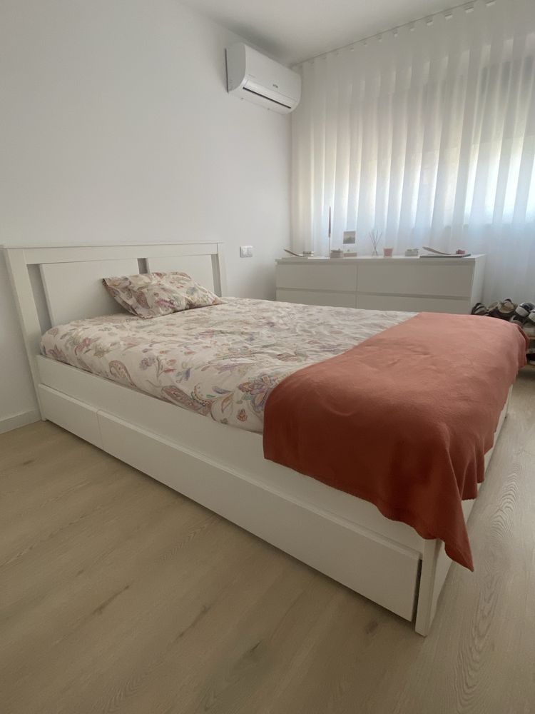 Estrutura cama com 2 caixas de arrumação Branco 140x200cm