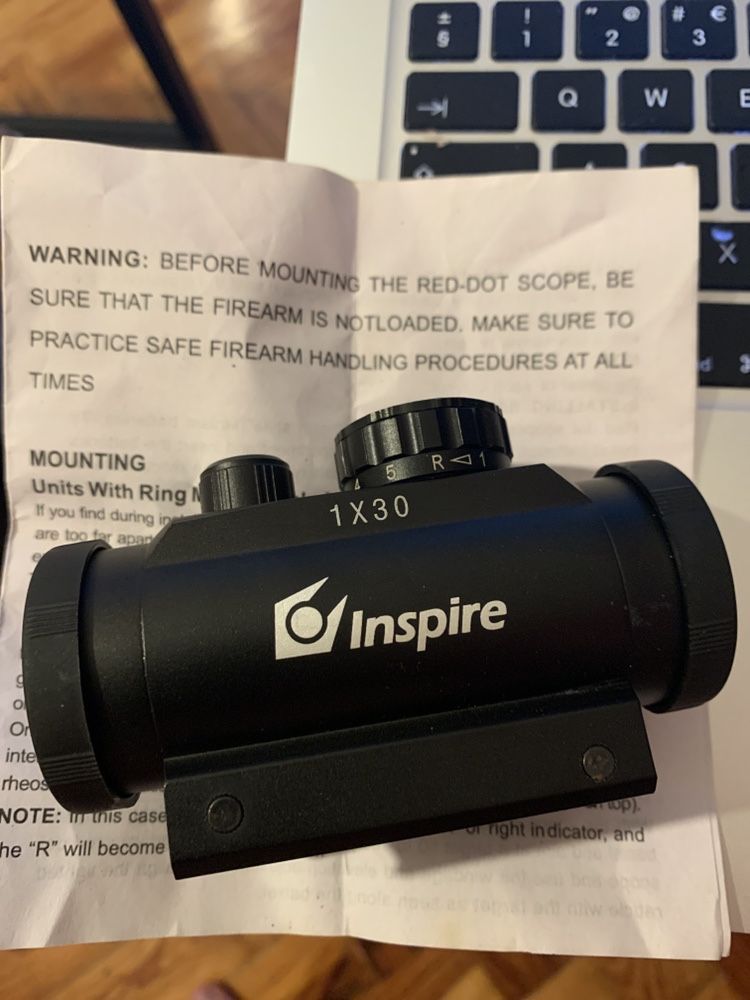 Mira viewfinder airgun novo na caixa. Pistola ar inspire