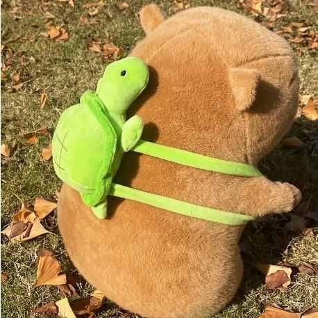 Piękny Prezent Kapibara z Plecakiem Żółwiem  Miś Pluszak