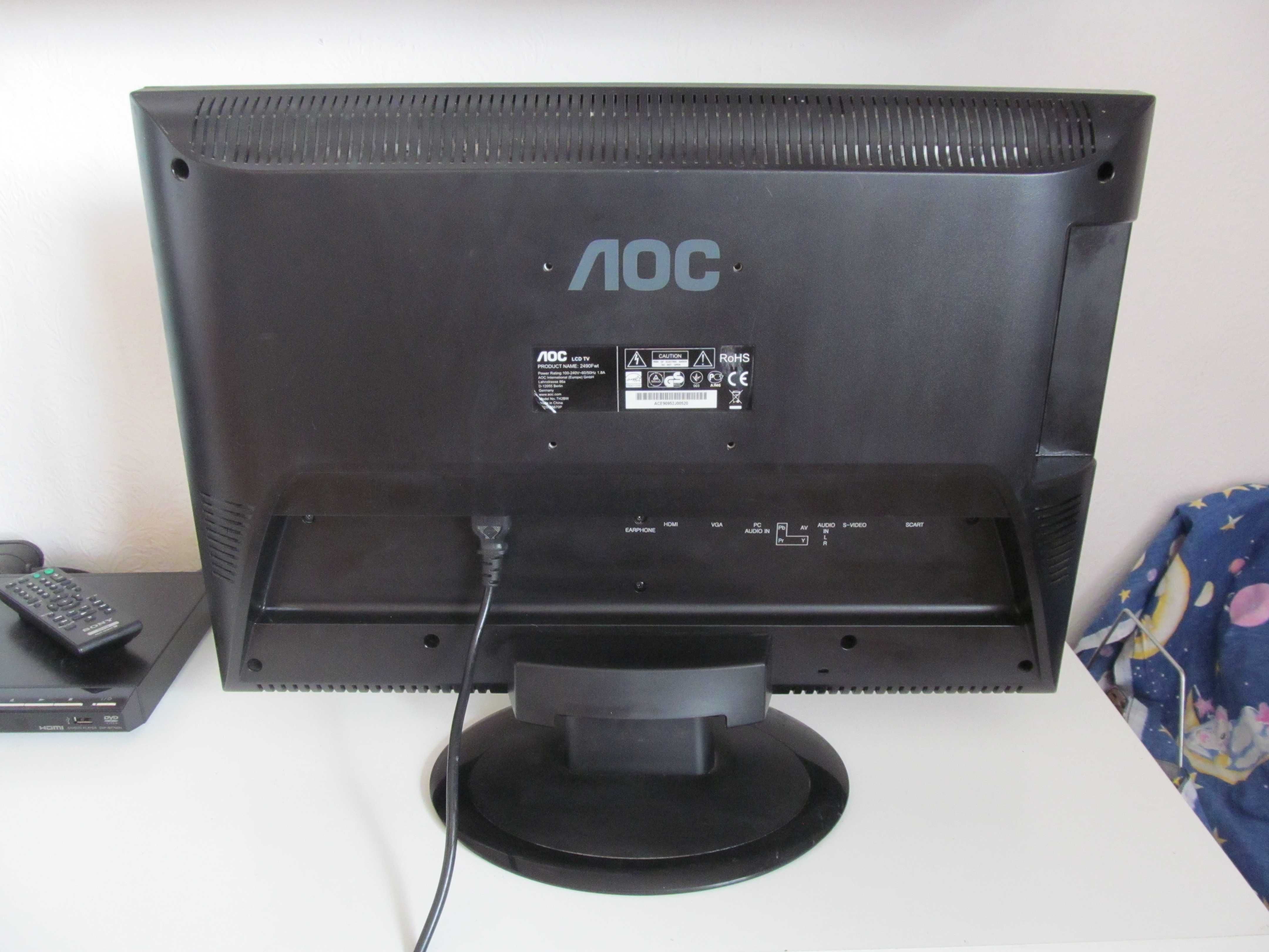 Telewizor AOC 2490Fwt- LCD TV- 24 " cale. Brak pilota, Full HD monitor