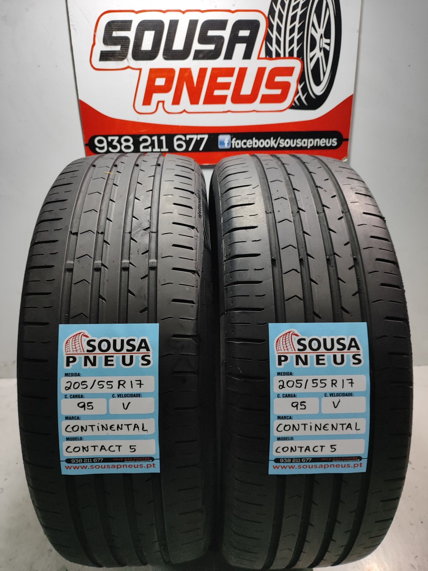 2 Pneus semi novos Continental Contact 205/55R17 95V Oferta dos Portes