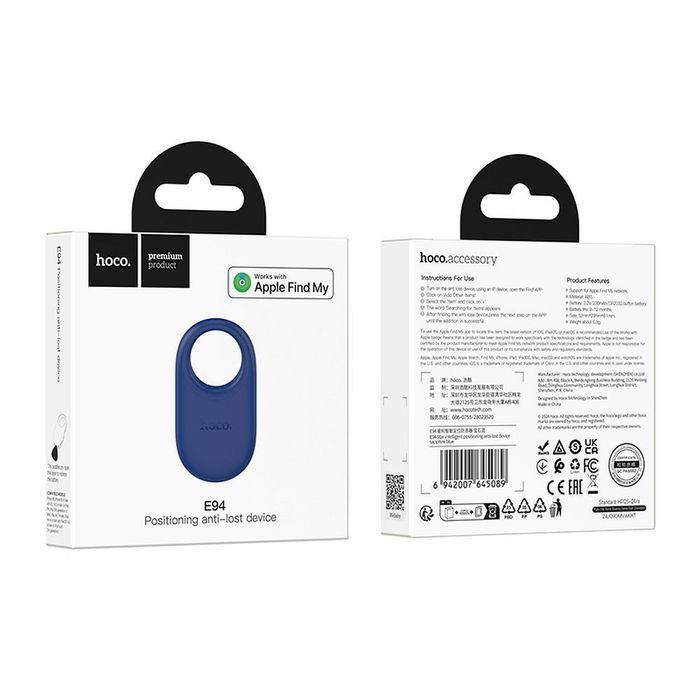 Lokalizator zgodny z Apple Find My Hoco E94 niebieski