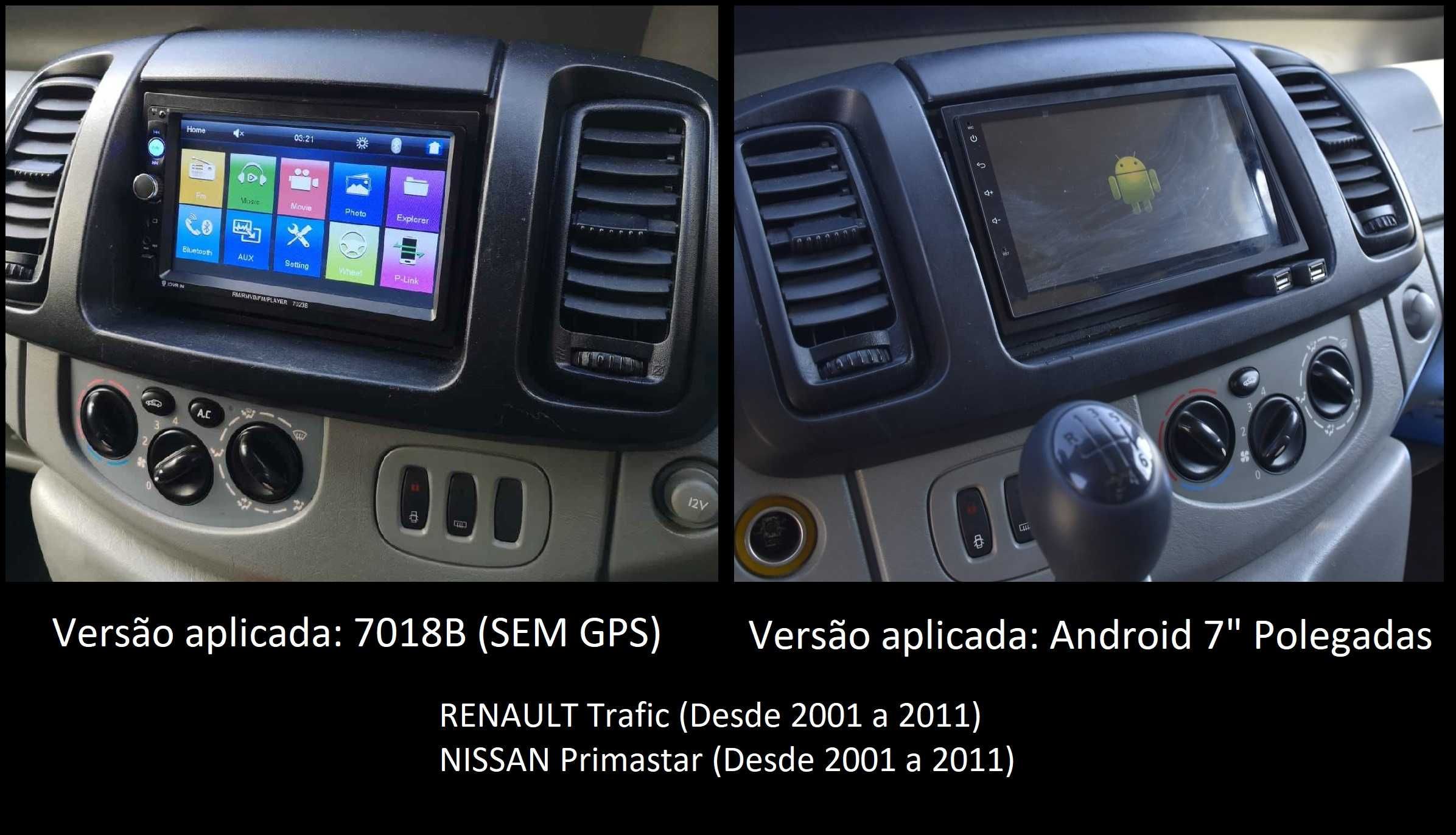 Rádio 2DIN • RENAULT Trafic (2001 a 2019) • NISSAN Primastar • Android