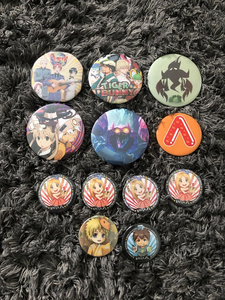 zestaw przypinki piny manga anime komiksy gry