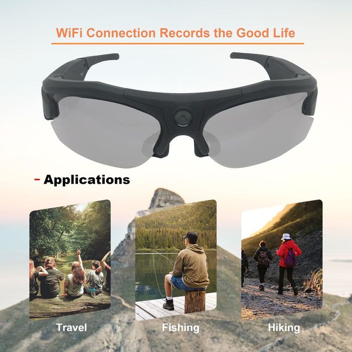 Óculos de sol Esporte HD 4K Gravação de vídeo Óculos DVR com proteção