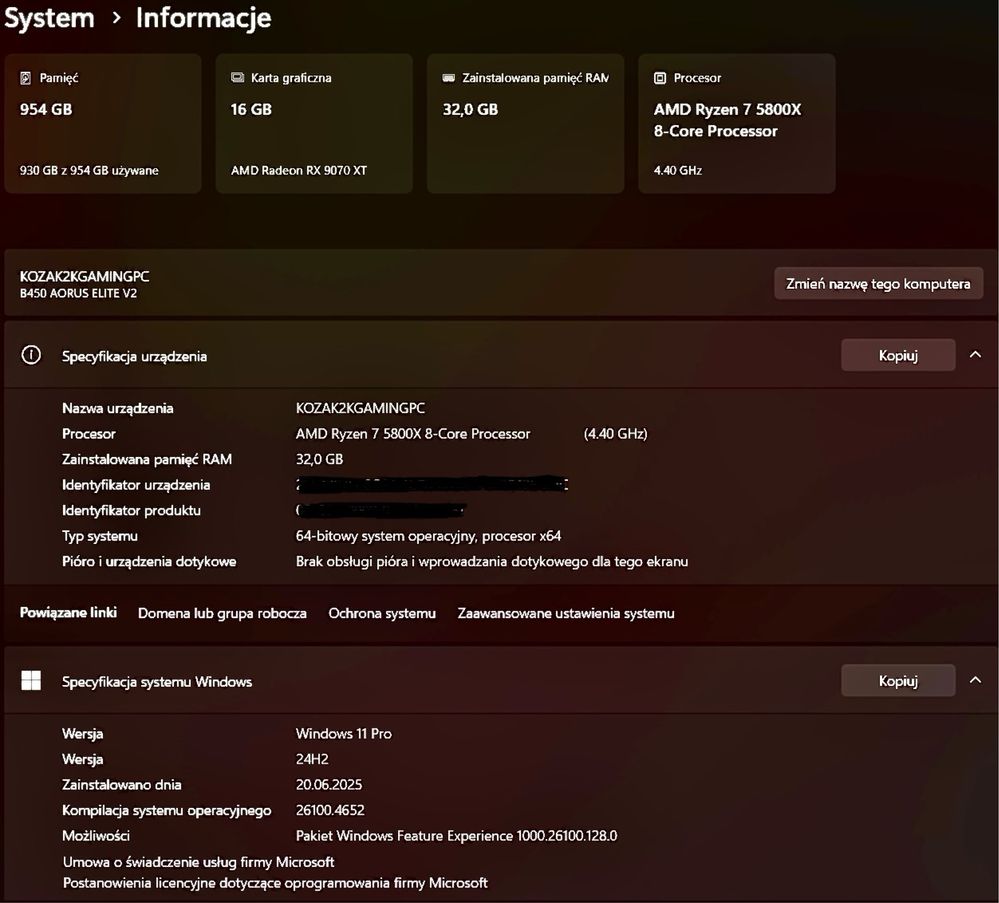 Komputer Gamingowy R7 5800X / RX 9070 XT / 32GB – Zamiana możliwa!