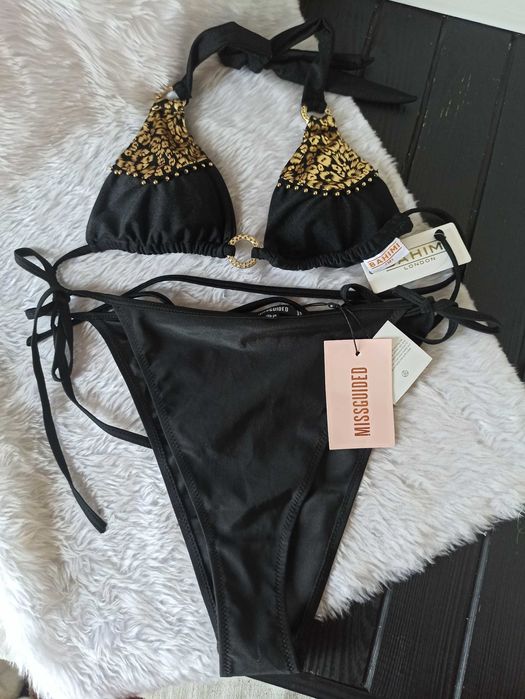 Чорний роздільний купальник розпаровка розмір М Missguided