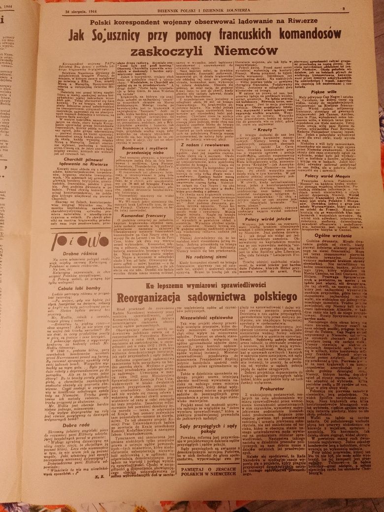 Reprint gazety 1944r.dziennik Polski i żołnierza
