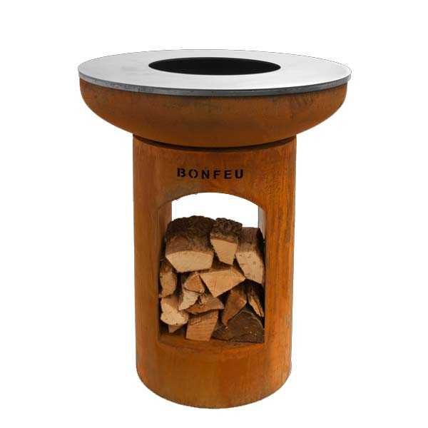 Braseiro com prancha BonBiza Open em Corten