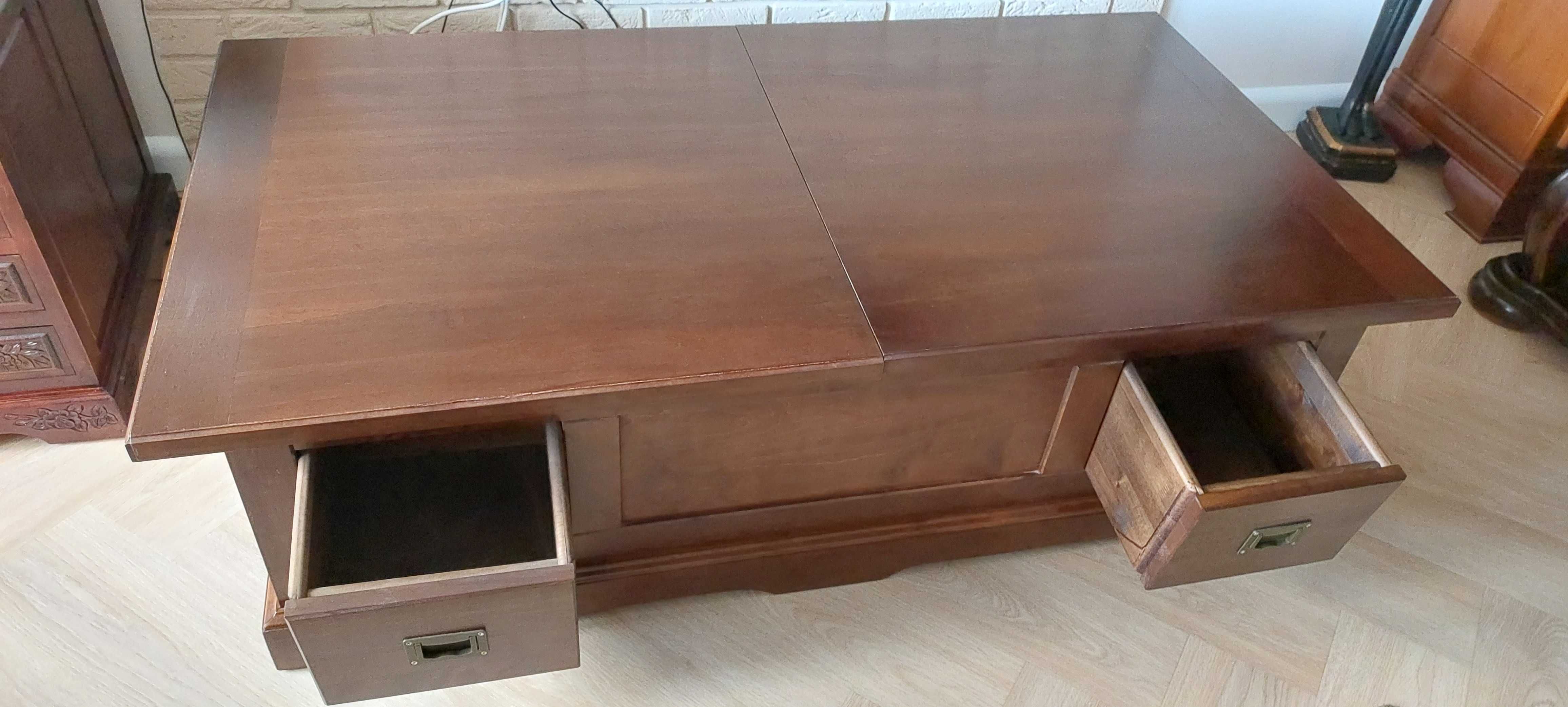 Ława skrzynia komoda z drewna - 4 szuflady i barek styl LOFT
