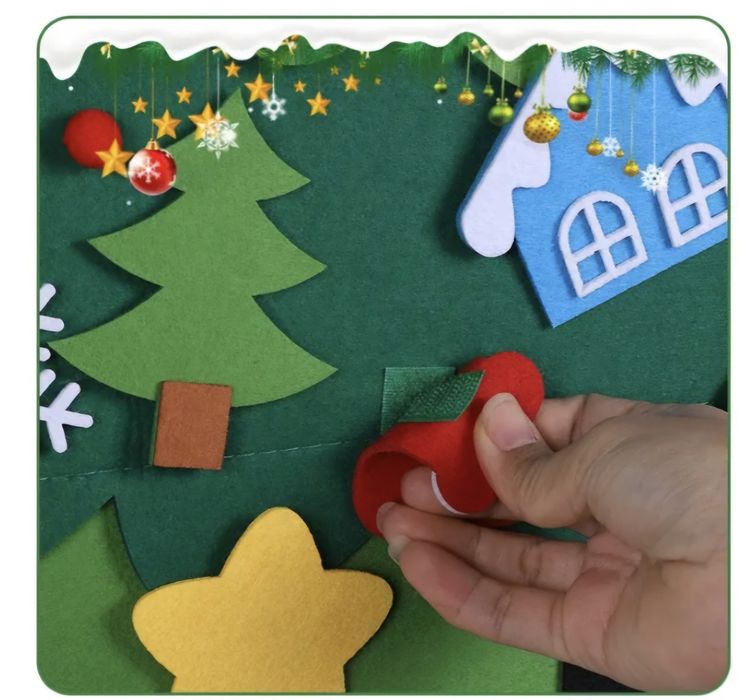 Ялинка з фетру 32 або 40 прикрас на липучках з гірляндою