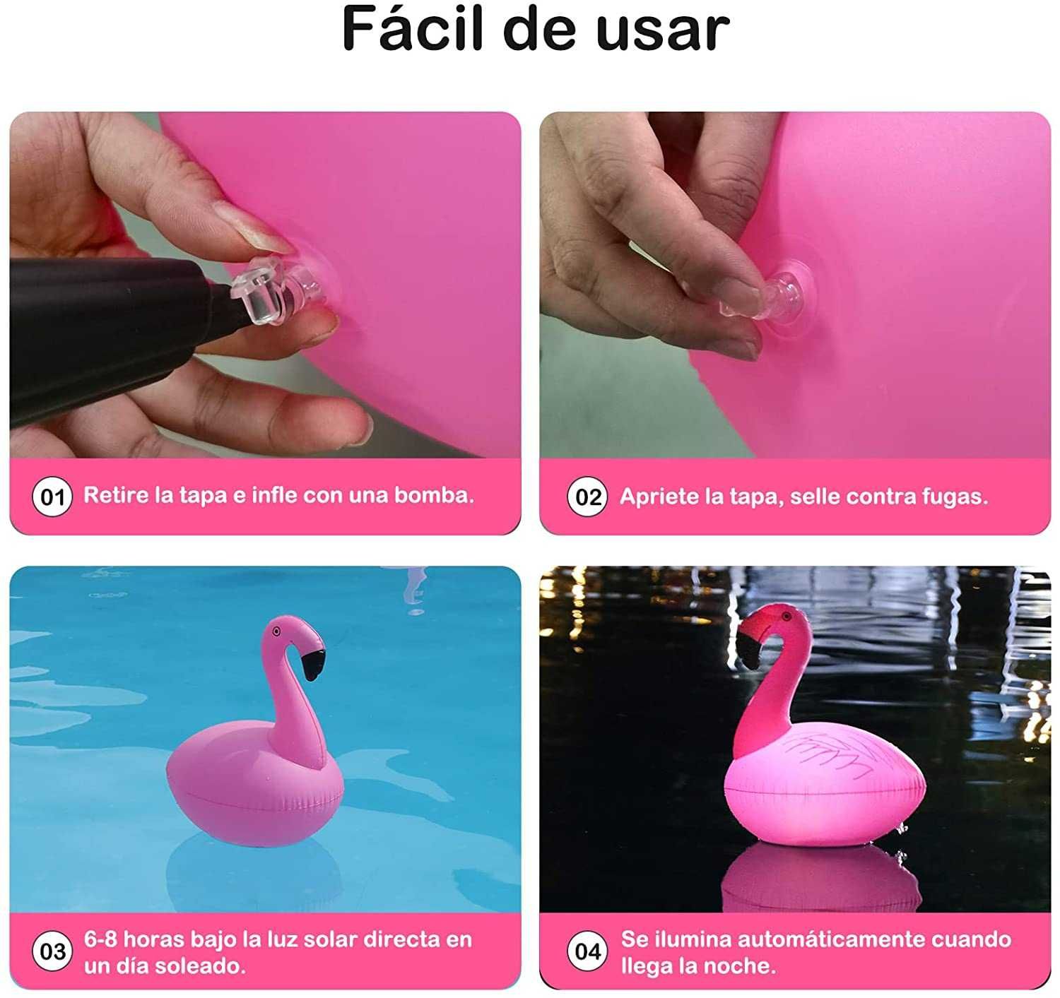 Luzes flutuantes flamingo, candeeiro solar impermeável (2 peças)