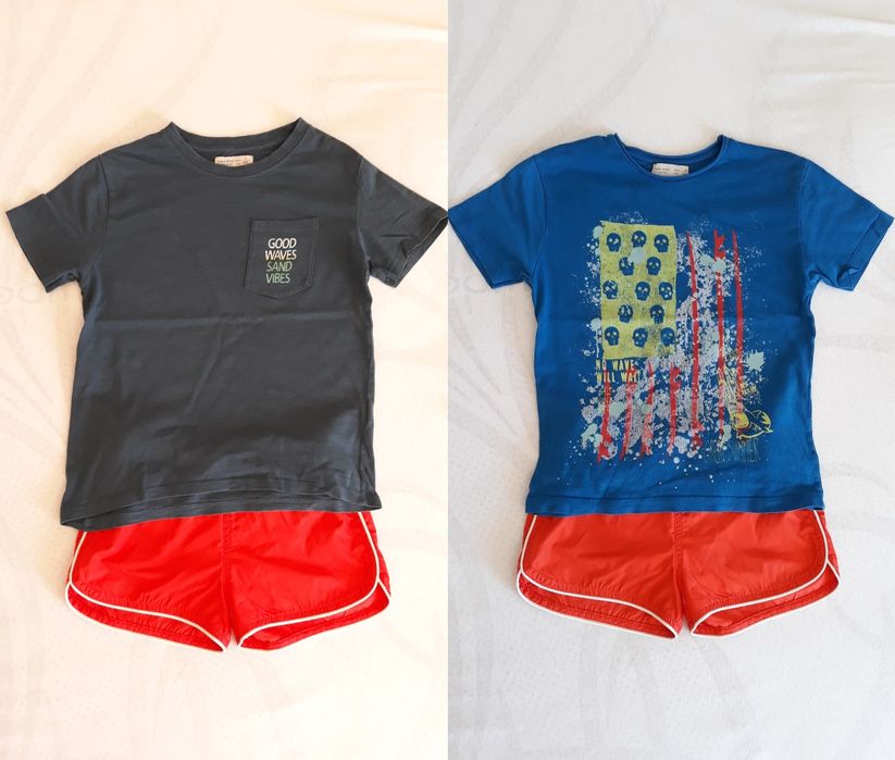 Zestaw ubrań ZARA Spodenki i 2x T-shirt Koszulka 116 122
