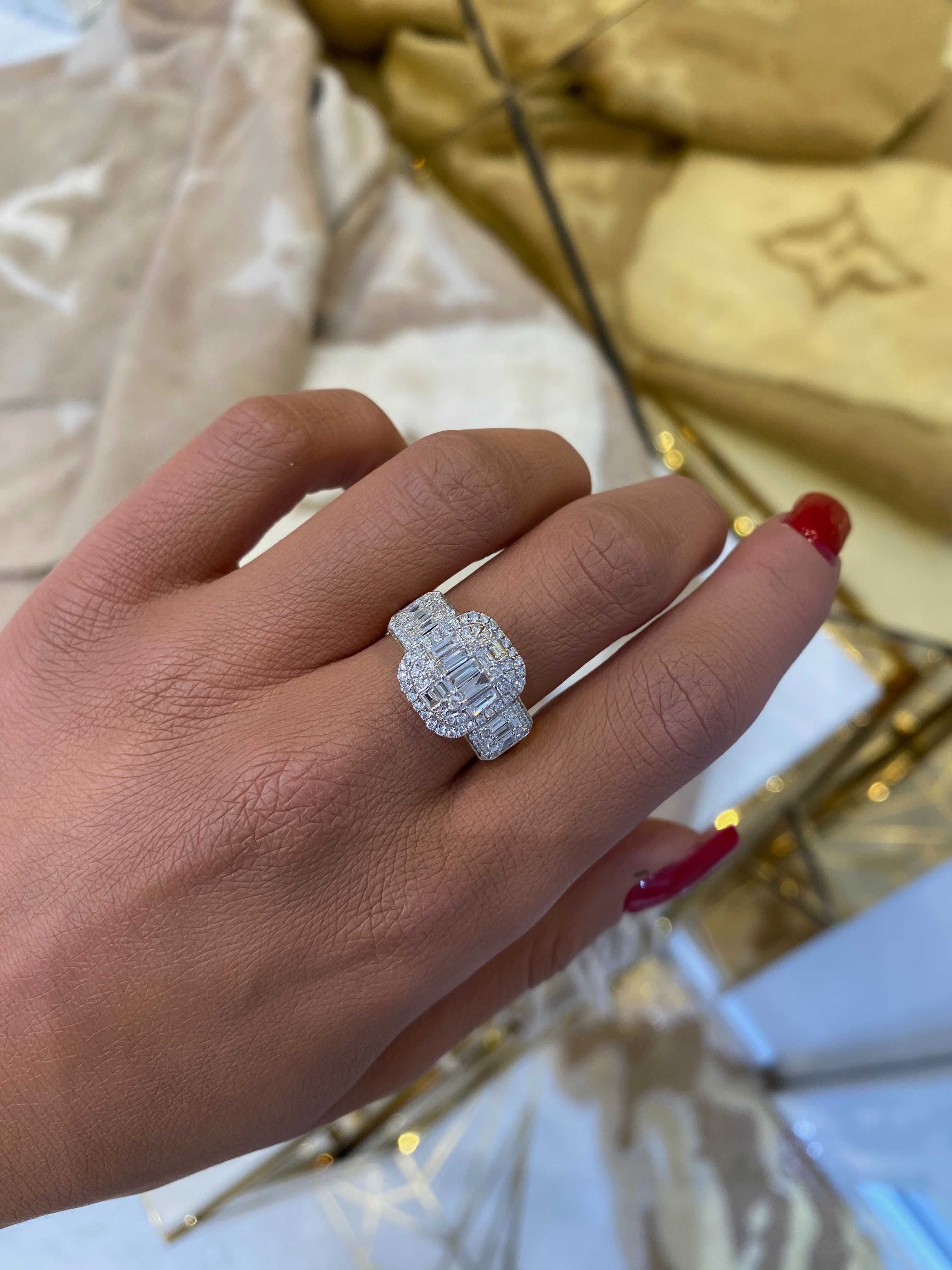 Pierścionek z diamentami naturalnymi 1.40 ct Infinity bagiety