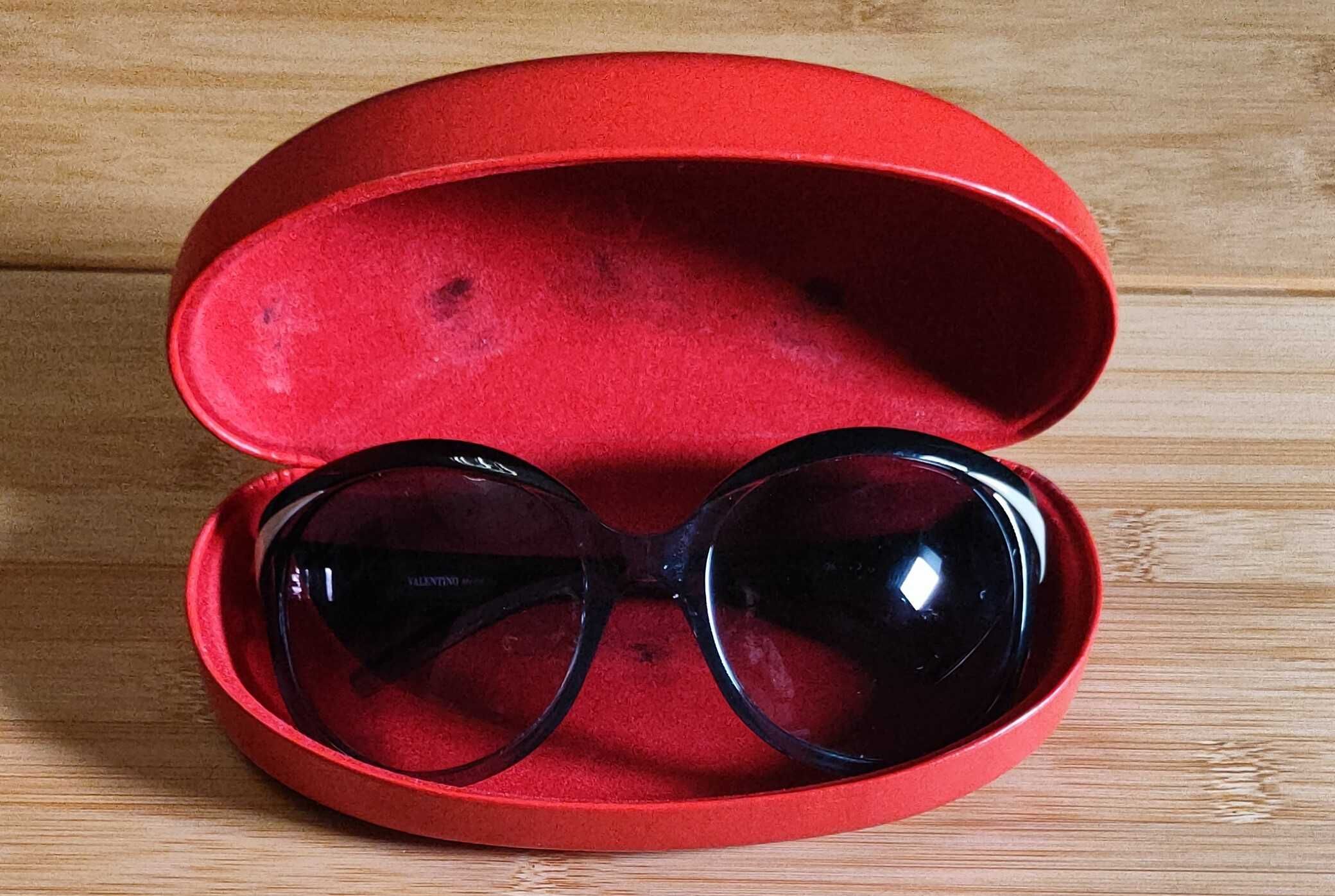 Valentino oryginalne markowe okulary przeciwsłoneczne, niebiesko-szare